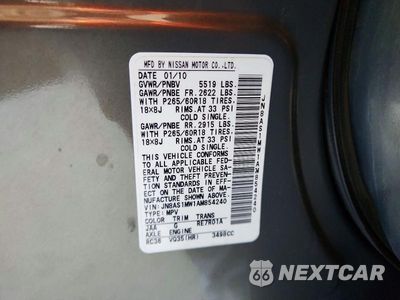 Zdjęcie 13 z 13 samochodu: 2010 INFINITI FX35 BASE VIN:JN8AS1MW1AM854240 - miniatura