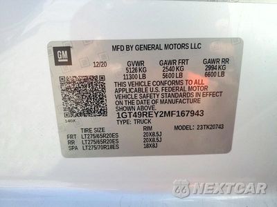 Zdjęcie 12 z 12 samochodu: 2021 GMC SIERRA K2500 DENALI VIN:1GT49REY2MF167943 - miniatura