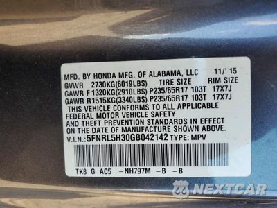 Zdjęcie 13 z 13 samochodu: 2016 HONDA ODYSSEY SE VIN:5FNRL5H30GB042142 - miniatura