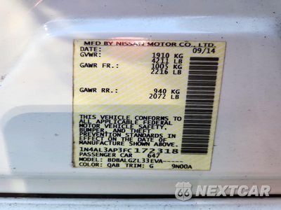 Zdjęcie 12 z 12 samochodu: 2015 NISSAN ALTIMA 2.5 S VIN:1N4AL3AP3FC172318 - miniatura