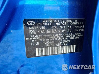 Zdjęcie 12 z 12 samochodu: 2017 HYUNDAI ELANTRA SE VIN:KMHD74LF1HU330721 - miniatura
