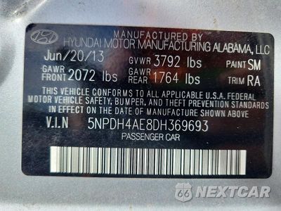 Zdjęcie 13 z 13 samochodu: 2013 HYUNDAI ELANTRA GLS VIN:5NPDH4AE8DH369693 - miniatura