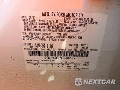 Zdjęcie 13 z 13 samochodu: 2012 FORD FLEX SEL VIN:2FMHK6CC2CBD06685 - miniatura