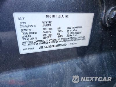 Zdjęcie 14 z 14 samochodu: 2021 TESLA MODEL Y VIN:5YJYGDEE5MF268334 - miniatura