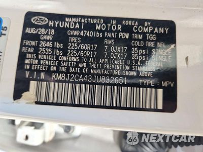 Zdjęcie 13 z 13 samochodu: 2018 HYUNDAI TUCSON SE VIN:KM8J2CA43JU832651 - miniatura