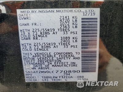 Zdjęcie 14 z 14 samochodu: 2020 NISSAN ROGUE S VIN:5N1AT2MV0LC770890 - miniatura