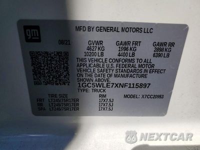 Zdjęcie 12 z 12 samochodu: 2022 CHEVROLET SILVERADO C2500 HEAVY DUTY VIN:1GC5WLE7XNF115897 - miniatura