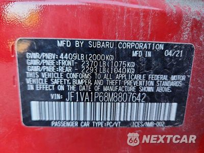 Zdjęcie 13 z 13 samochodu: 2021 SUBARU WRX LIMITED VIN:JF1VA1P68M8807642 - miniatura