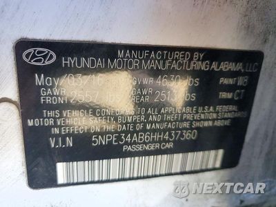 Zdjęcie 12 z 12 samochodu: 2017 HYUNDAI SONATA SPORT 2.0T VIN:5NPE34AB6HH437360 - miniatura