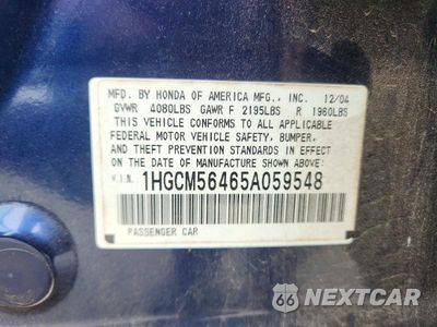 Zdjęcie 12 z 12 samochodu: 2005 HONDA ACCORD LX VIN:1HGCM56465A059548 - miniatura