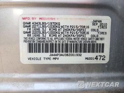 Zdjęcie 14 z 14 samochodu: 2011 MITSUBISHI OUTLANDER SPORT ES VIN:JA4AP3AU3BZ001932 - miniatura