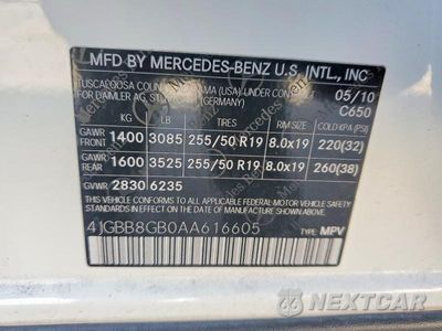 Zdjęcie 12 z 12 samochodu: 2010 MERCEDES-BENZ ML 350 4MATIC VIN:4JGBB8GB0AA616605 - miniatura