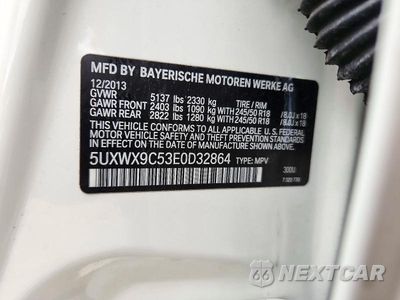 Zdjęcie 12 z 12 samochodu: 2014 BMW X3 XDRIVE28I VIN:5UXWX9C53E0D32864 - miniatura