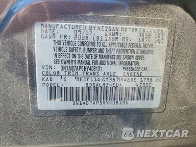 Zdjęcie 13 z 13 samochodu: 2017 NISSAN SENTRA SR VIN:3N1AB7AP5HY408131 - miniatura