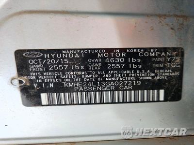 Zdjęcie 12 z 12 samochodu: 2016 HYUNDAI SONATA HYBRID SE VIN:KMHE24L13GA027219 - miniatura