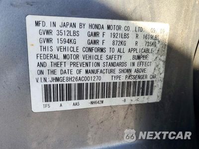 Zdjęcie 12 z 12 samochodu: 2010 HONDA FIT VIN:JHMGE8H26AC001270 - miniatura