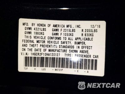 Zdjęcie 12 z 12 samochodu: 2017 HONDA ACCORD SPORT SPECIAL EDITION VIN:1HGCR2F10HA120127 - miniatura