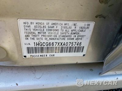 Zdjęcie 12 z 12 samochodu: 1999 HONDA ACCORD EX VIN:1HGCG667XXA075746 - miniatura