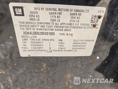 Zdjęcie 14 z 14 samochodu: 2013 CHEVROLET EQUINOX LT VIN:2GNALDEK2D6301855 - miniatura