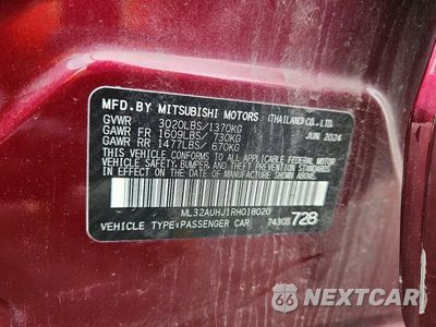 Zdjęcie 12 z 12 samochodu: 2024 MITSUBISHI MIRAGE ES VIN:ML32AUHJ1RH018020 - miniatura