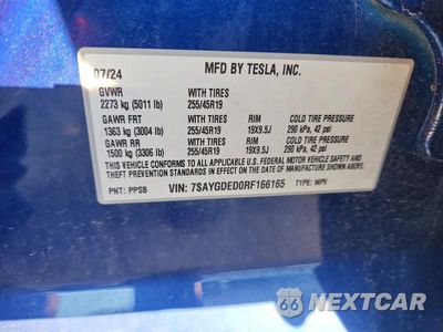 Zdjęcie 12 z 12 samochodu: 2024 TESLA MODEL Y VIN:7SAYGDED0RF166165 - miniatura