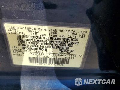 Zdjęcie 12 z 12 samochodu: 2012 NISSAN VERSA 1.6 S VIN:3N1CN7APXCL905438 - miniatura