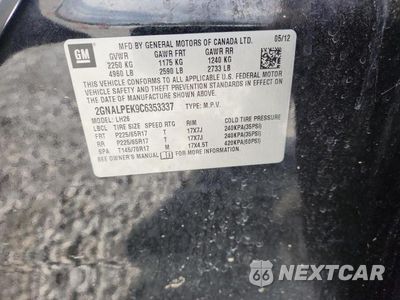 Zdjęcie 13 z 13 samochodu: 2012 CHEVROLET EQUINOX LT VIN:2GNALPEK9C6353337 - miniatura