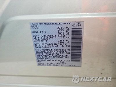 Zdjęcie 13 z 13 samochodu: 2018 NISSAN PATHFINDER SL VIN:5N1DR2MN2JC641722 - miniatura
