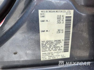 Zdjęcie 12 z 12 samochodu: 2019 NISSAN ALTIMA SV VIN:1N4BL4DW5KC209523 - miniatura