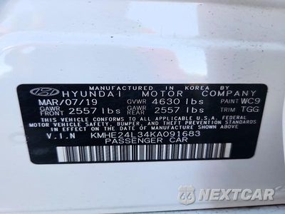 Zdjęcie 12 z 12 samochodu: 2019 HYUNDAI SONATA HYBRID SE VIN:KMHE24L34KA091683 - miniatura