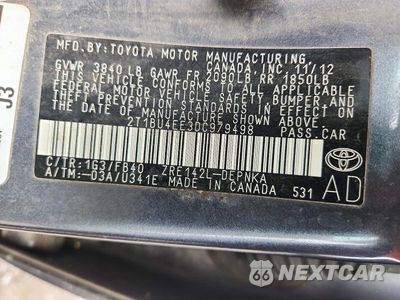 Zdjęcie 12 z 12 samochodu: 2013 TOYOTA COROLLA LE VIN:2T1BU4EE3DC979498 - miniatura