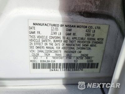 Zdjęcie 12 z 12 samochodu: 2006 NISSAN ALTIMA 2.5 VIN:1N4AL11D56C166076 - miniatura