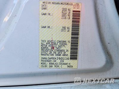 Zdjęcie 12 z 12 samochodu: 2014 NISSAN ALTIMA 2.5 SL VIN:1N4AL3AP0EN260116 - miniatura