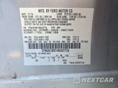 Zdjęcie 14 z 14 samochodu: 2017 FORD FLEX SE VIN:2FMGK5B81HBA02726 - miniatura