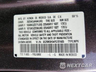 Zdjęcie 13 z 13 samochodu: 2015 HONDA CR-V EX VIN:3CZRM3H54FG701605 - miniatura