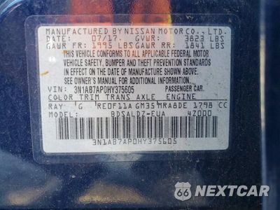 Zdjęcie 12 z 12 samochodu: 2017 NISSAN SENTRA SV VIN:3N1AB7AP0HY375605 - miniatura