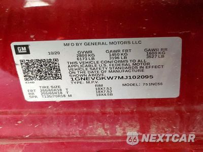 Zdjęcie 14 z 14 samochodu: 2021 CHEVROLET TRAVERSE LT VIN:1GNEVGKW7MJ102095 - miniatura