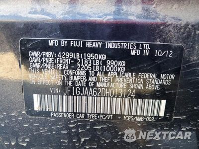 Zdjęcie 12 z 12 samochodu: 2013 SUBARU IMPREZA VIN:JF1GJAA62DH013124 - miniatura