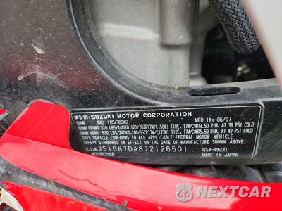 Zdjęcie 8 z 8 samochodu: 2007 SUZUKI GSX-R600 VIN:JS1GN7DA872126501 - miniatura