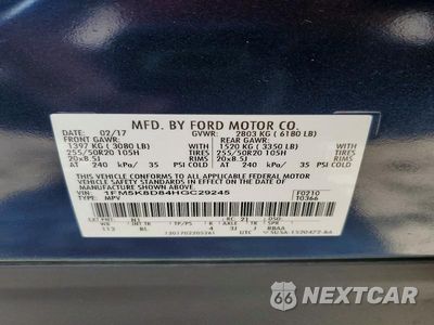 Zdjęcie 14 z 14 samochodu: 2017 FORD EXPLORER XLT VIN:1FM5K8D84HGC29245 - miniatura