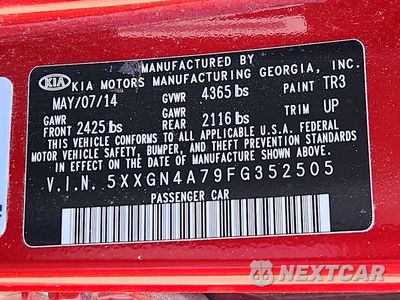 Zdjęcie 12 z 12 samochodu: 2015 KIA OPTIMA EX VIN:5XXGN4A79FG352505 - miniatura