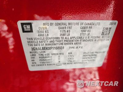 Zdjęcie 14 z 14 samochodu: 2015 CHEVROLET EQUINOX LT VIN:2GNALBEKXF1168931 - miniatura