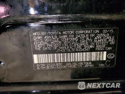 Zdjęcie 12 z 12 samochodu: 2015 LEXUS GS 350 VIN:JTHCE1BL5FA004347 - miniatura