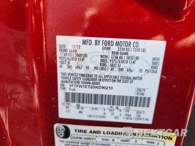 Zdjęcie 12 z 12 samochodu: 2013 FORD F150 SUPERCREW VIN:1FTFW1ET2DKD90210 - miniatura