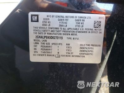 Zdjęcie 13 z 13 samochodu: 2013 CHEVROLET EQUINOX LT VIN:2GNALPEK9D6270119 - miniatura