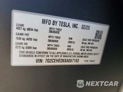 Zdjęcie 12 z 12 samochodu: 2025 TESLA CYBERTRUCK VIN:7G2CEHED8SA067193 - miniatura