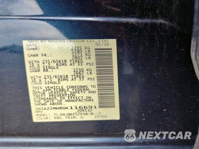 Zdjęcie 13 z 13 samochodu: 2016 NISSAN MURANO SV VIN:5N1AZ2MH8GN116691 - miniatura