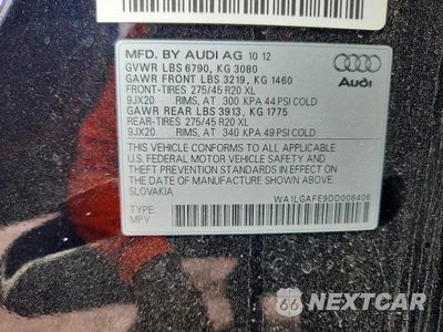 Zdjęcie 13 z 13 samochodu: 2013 AUDI Q7 PREMIUM PLUS VIN:WA1LGAFE9DD006406 - miniatura