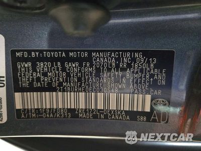 Zdjęcie 12 z 12 samochodu: 2014 TOYOTA COROLLA S PLUS VIN:2T1BURHE0EC030548 - miniatura