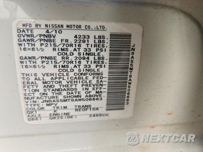 Zdjęcie 13 z 13 samochodu: 2010 NISSAN ROGUE SL VIN:JN8AS5MT8AW506663 - miniatura